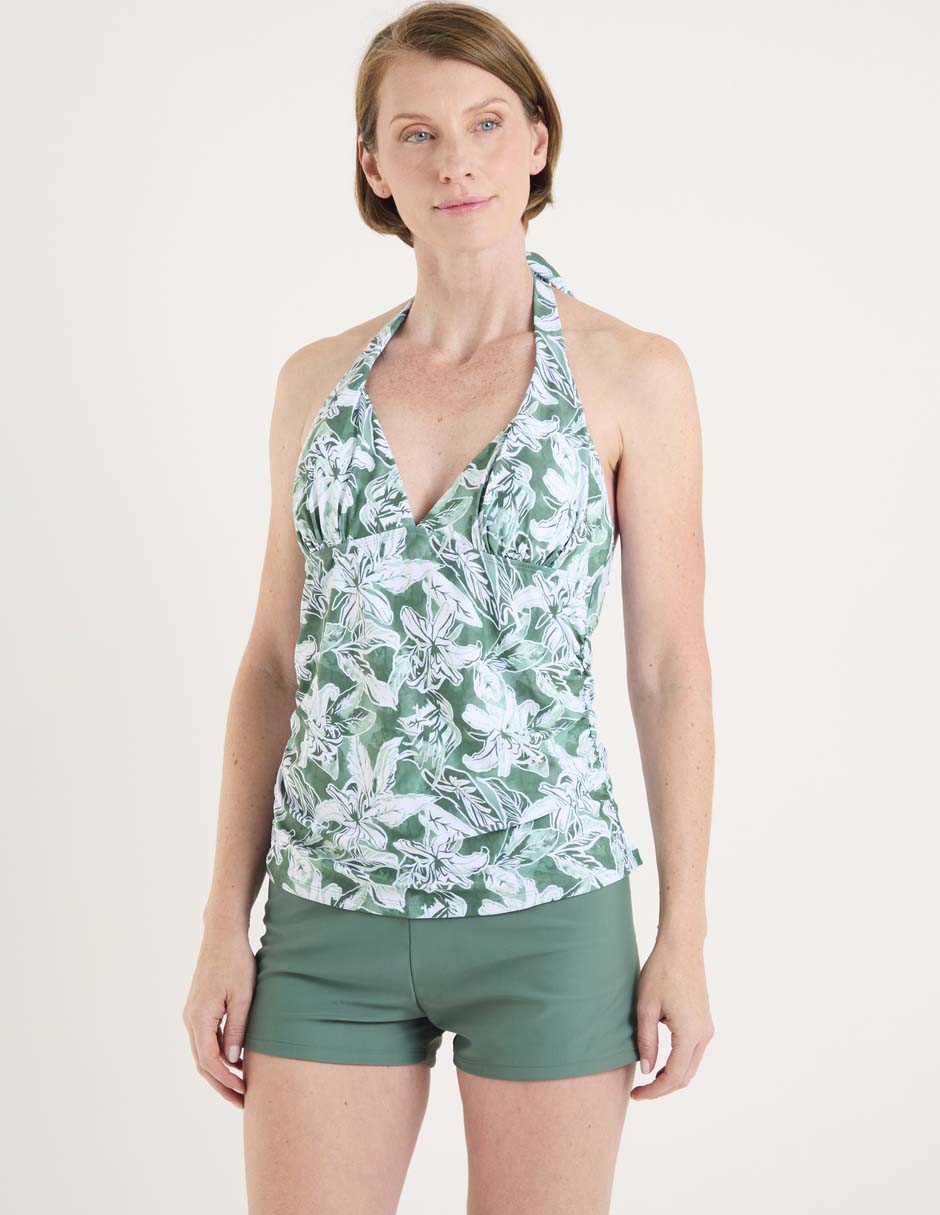 Traje de baño short estampado floral para mujer